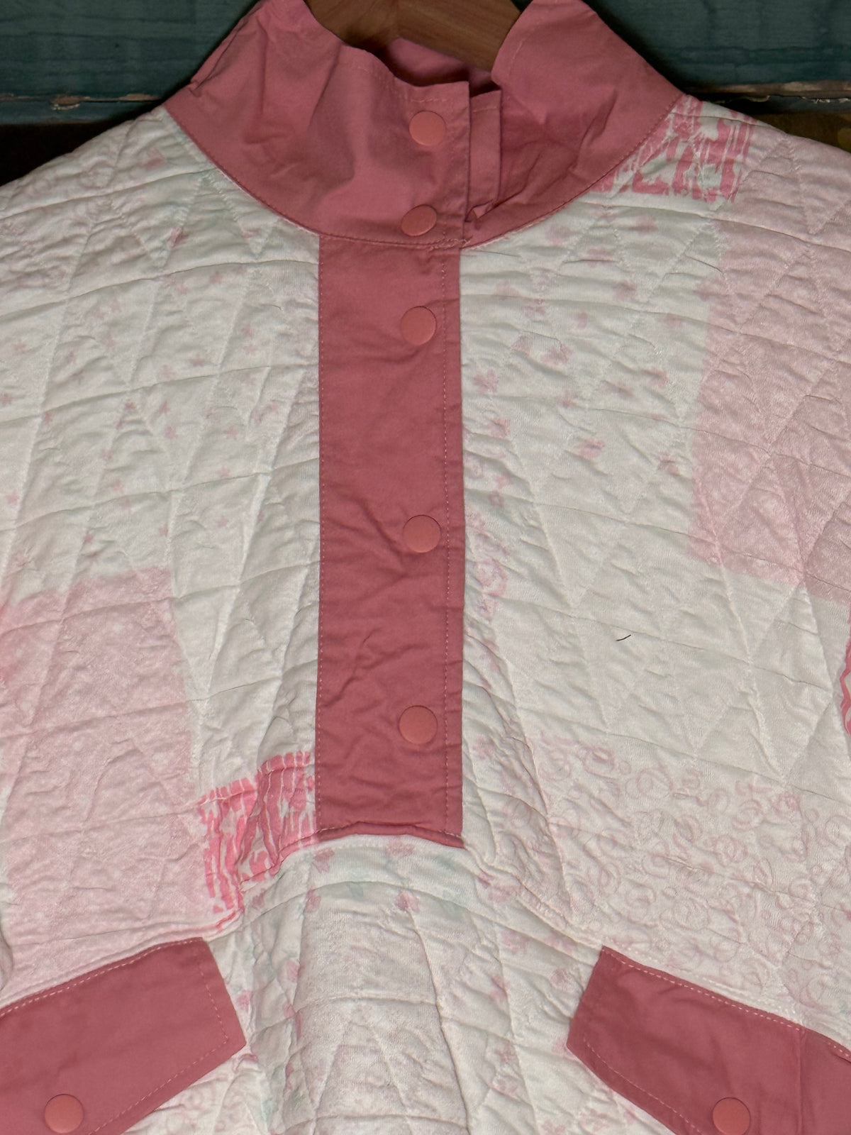 Pretty in Pink Quilted Snap Pullover