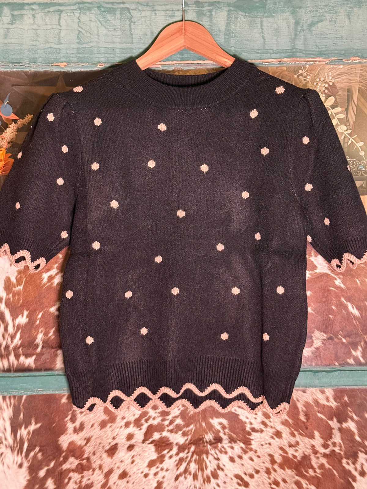 Sweet on the Range Scallop Sweater Top