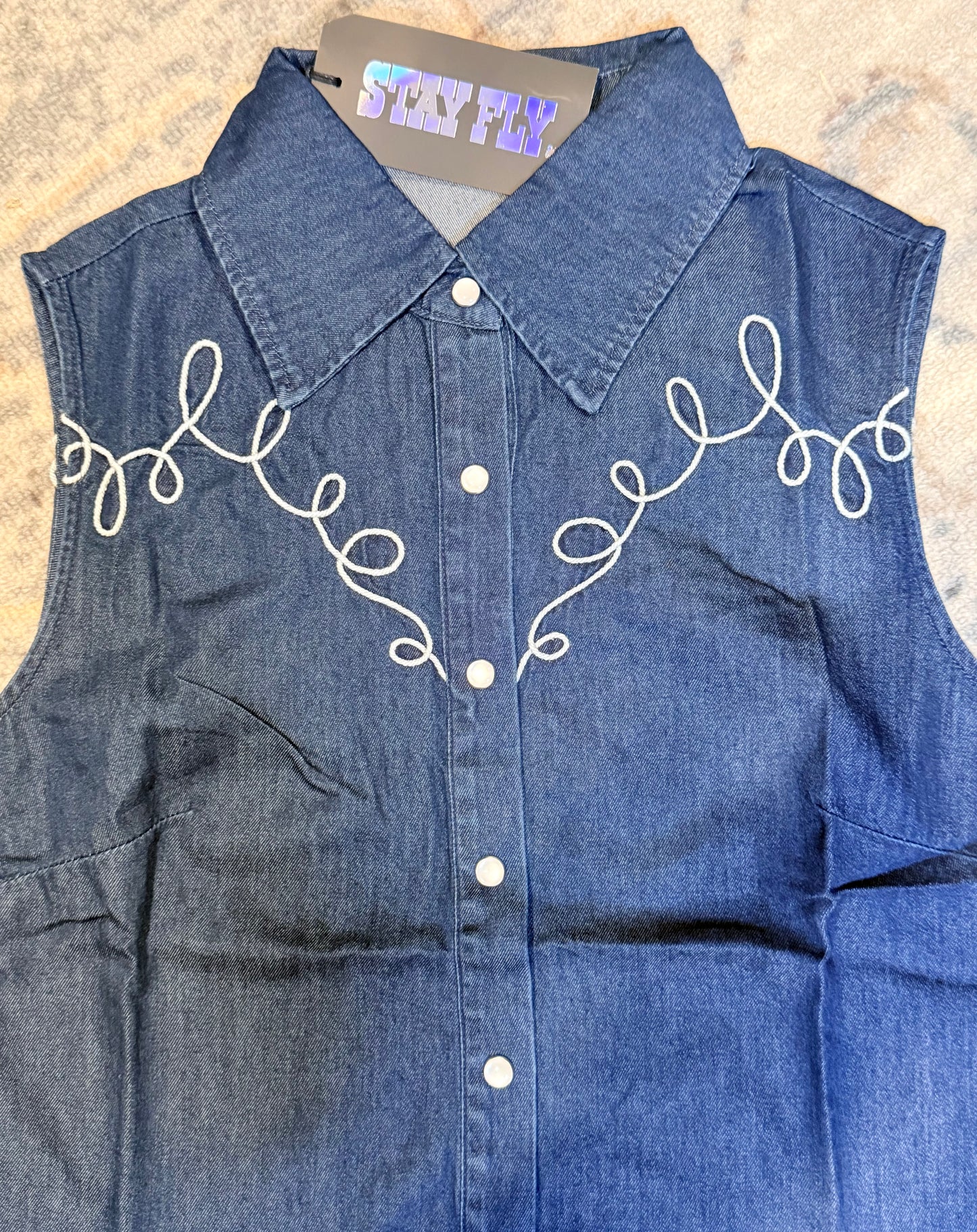 Denim Cowgirl Snap Tank