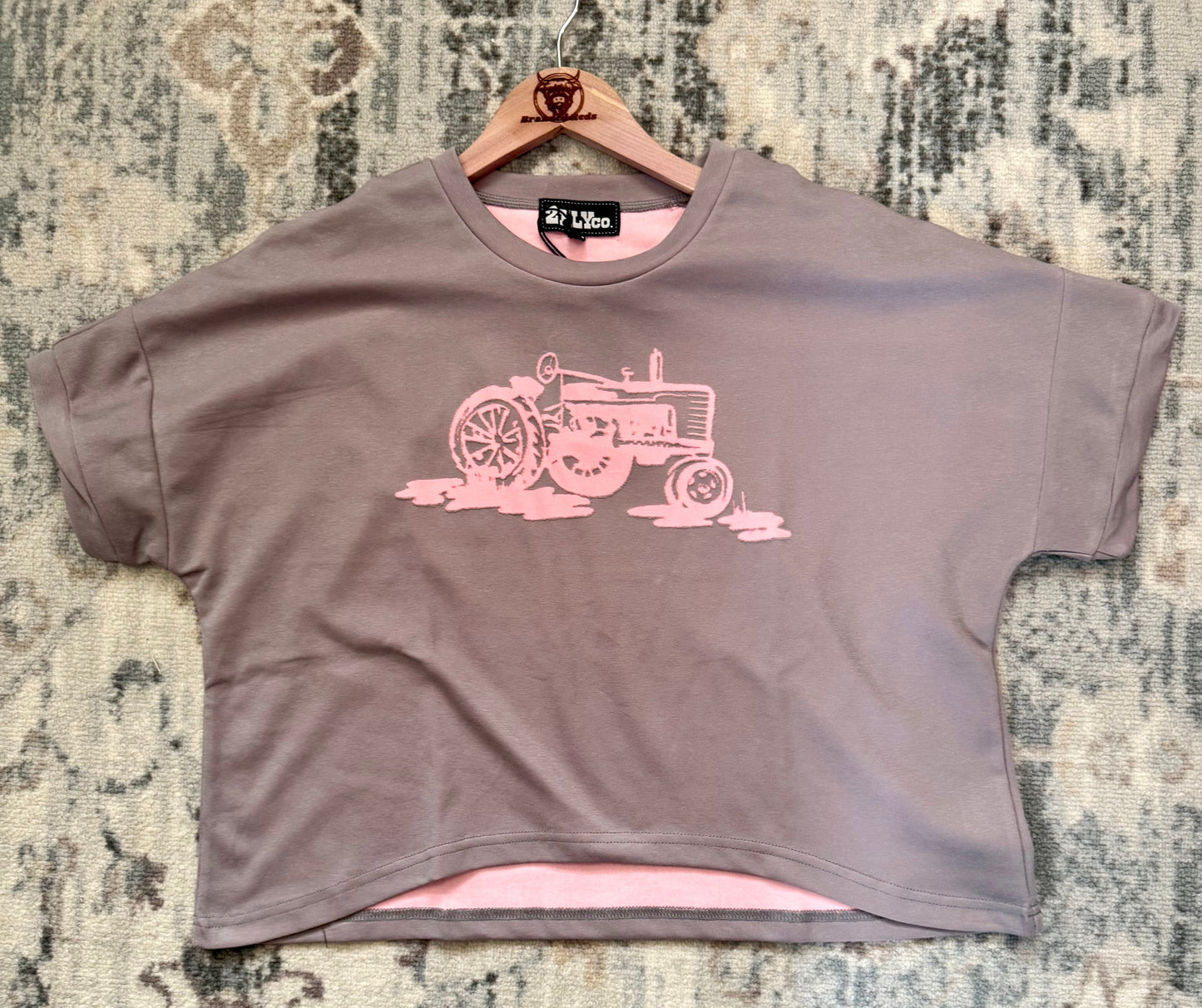 Pink Tractor Boxy Tee
