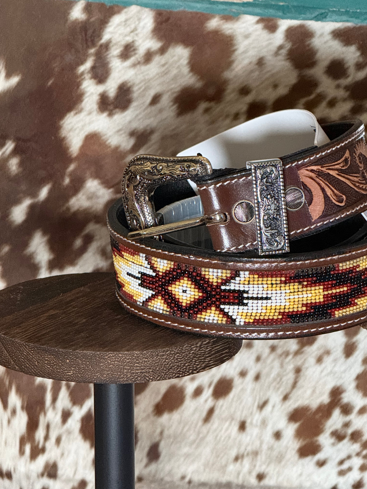 Saddle Up Beaded & Tooled Western Belt