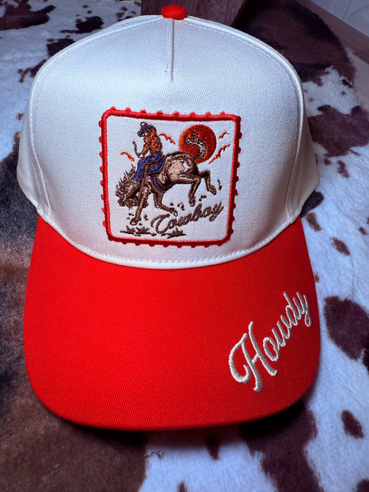 Detailed Cowboy Horse Embroidery Two-Tone Cap