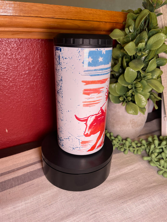 Red White and Blue Bull Rider