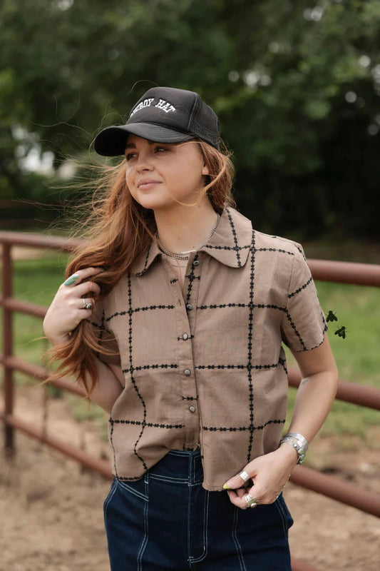Crossed Reins Boxy Button-Up