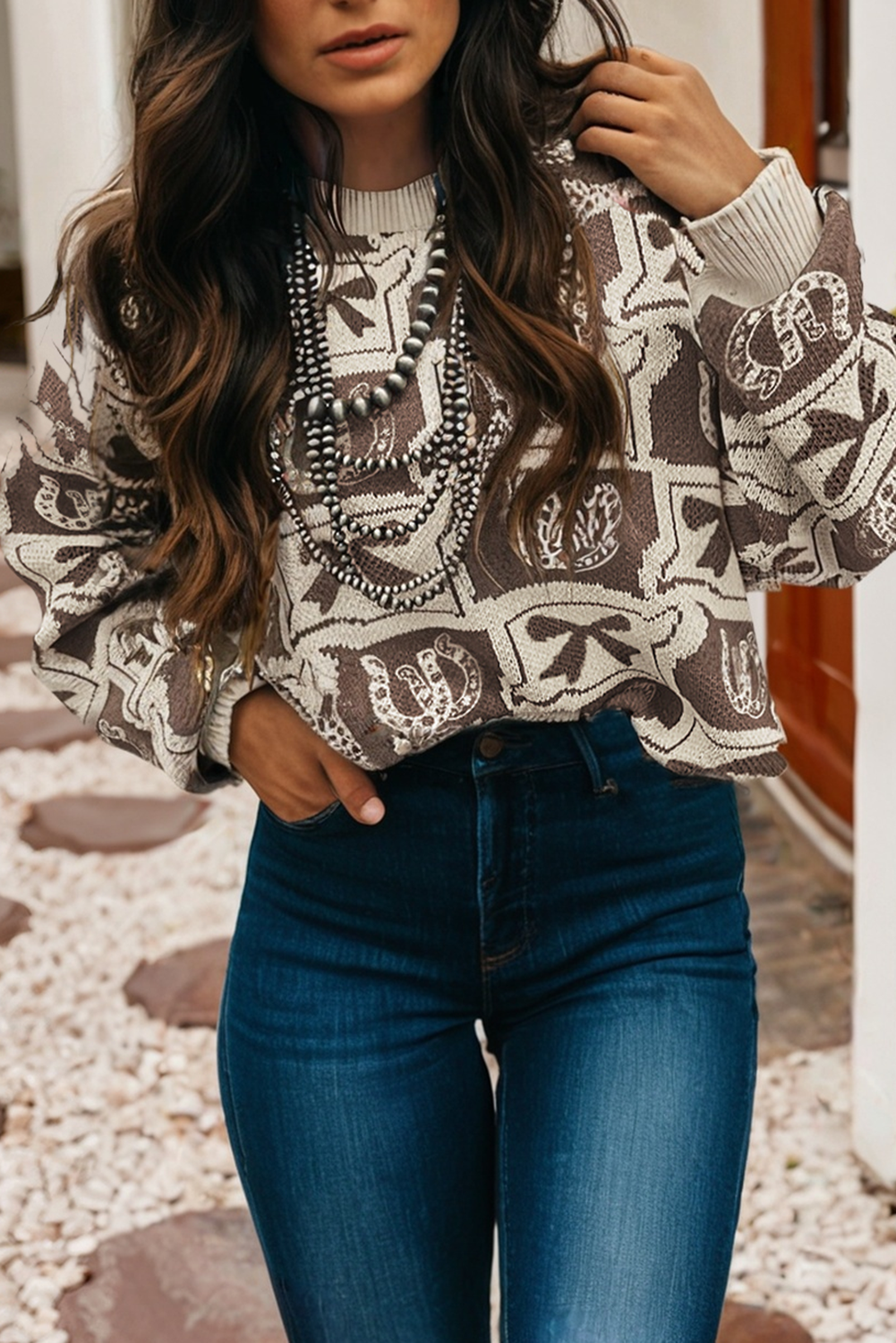 Western Fashion Patterned Sweater
