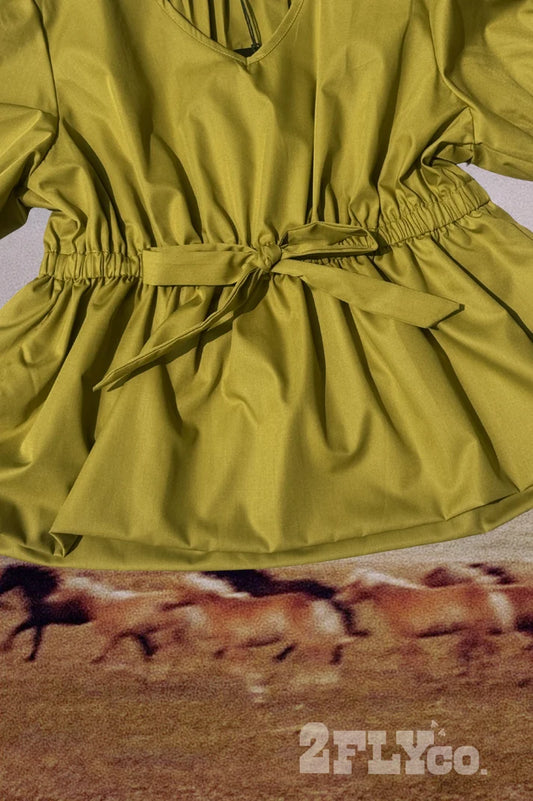 Prairie Bloom Peplum Top – Olive