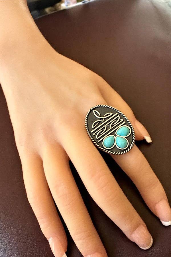 Western Boot Stitch Cuff Ring