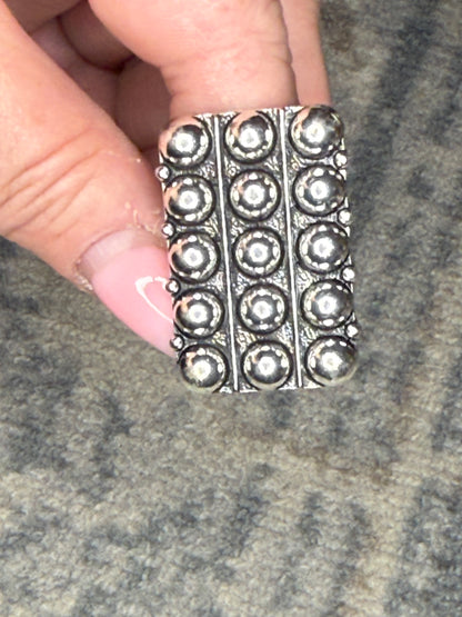 Cowgirl Silver Stud Adjustable Ring