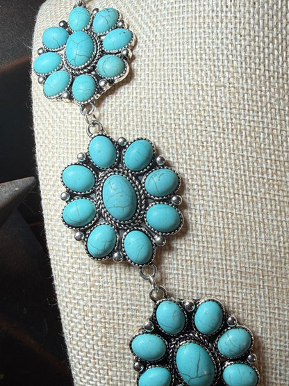 Turquoise Bloom Stone Necklace & Earring Set