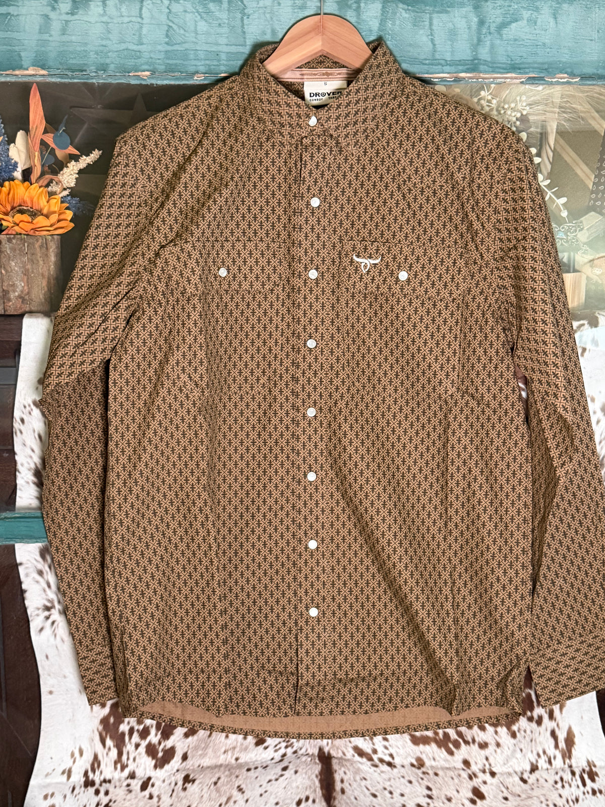 Crossroads Brown Long Sleeve Pearl Snap Shirt