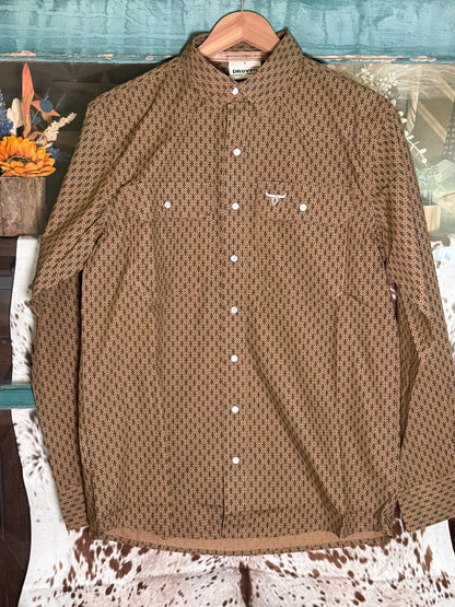 Crossroads Brown Long Sleeve Pearl Snap Shirt