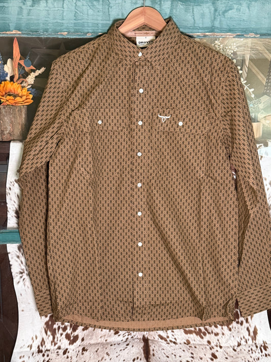 Crossroads Brown Long Sleeve Pearl Snap Shirt