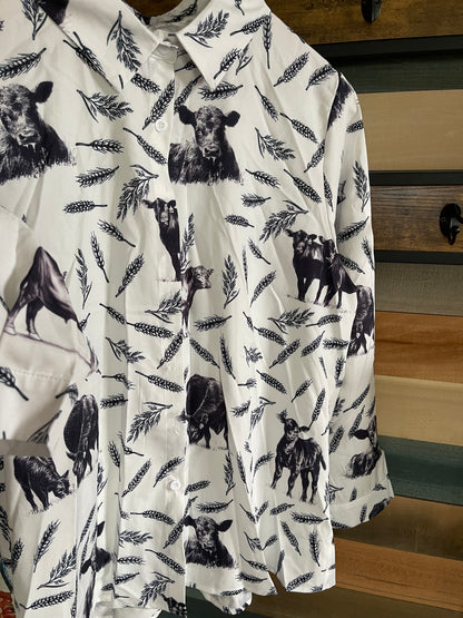 Cow | Wheat - Button Down