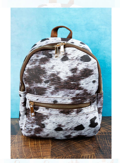 Cowhide Pattern Backpack Purse