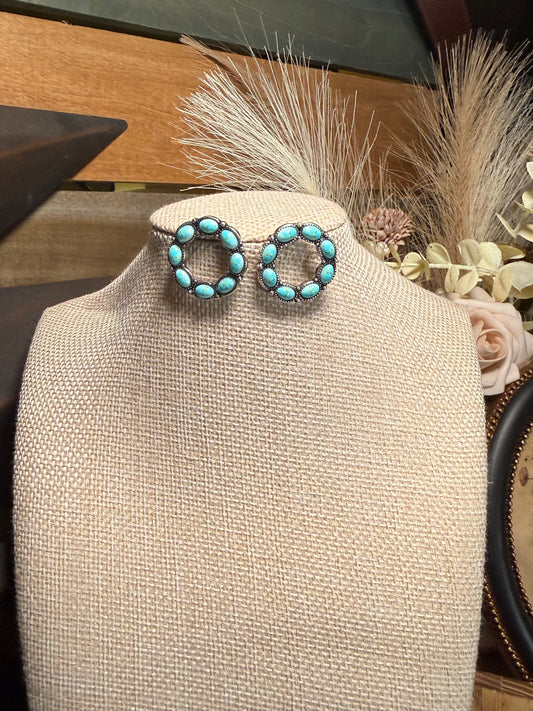 Turquoise Loop Stone Earrings