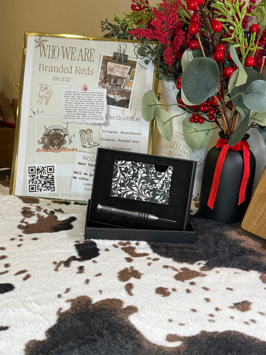 Tooled Leather Clip Wallet