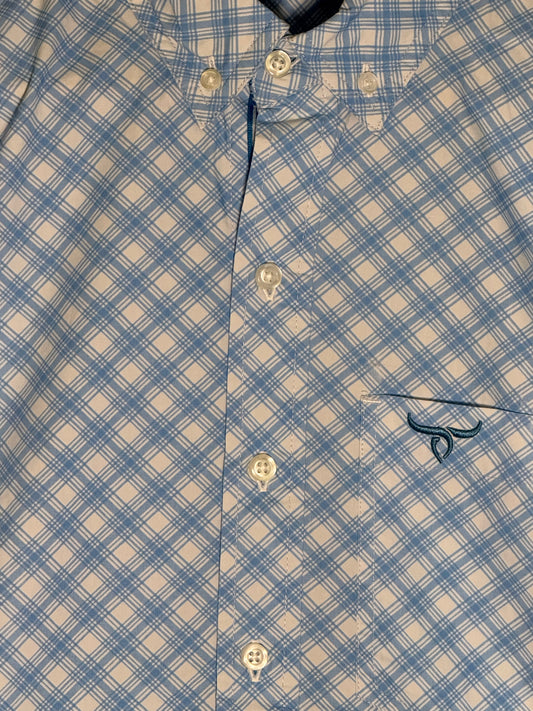 Blue Sky Plaid Long Sleeve Button Down