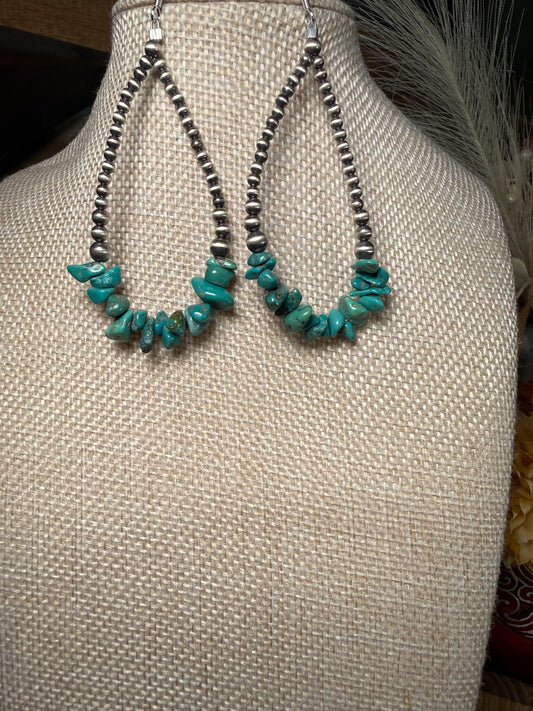 Turquoise Trails Sterling Silver Pearl Teardrop Earrings