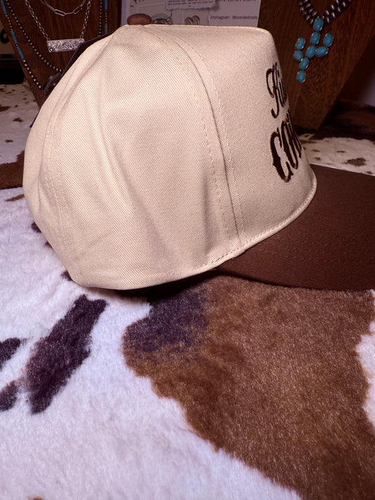 Kiss Me Cowboy Embroidery Two-Tone Cap