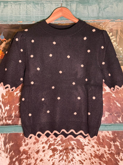 Sweet on the Range Scallop Sweater Top
