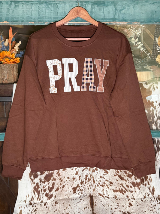 Pray About It Quilted Patch Sweatshirt