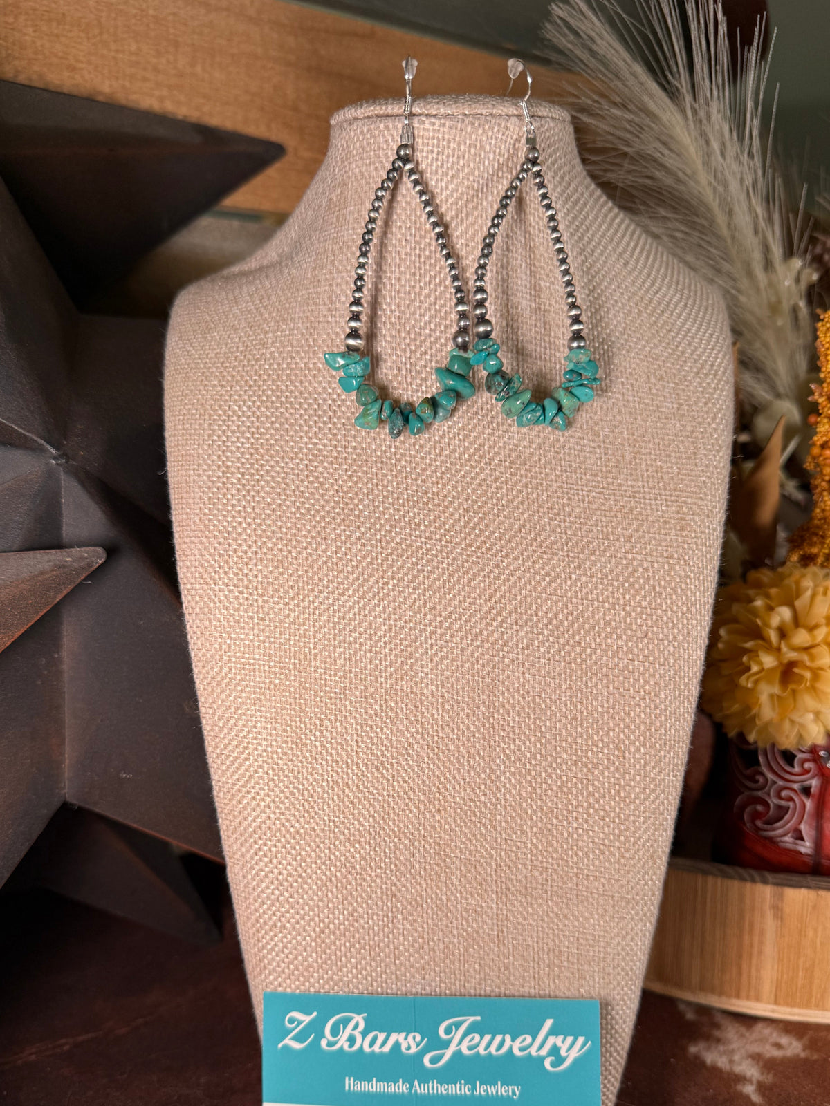 Turquoise Trails Sterling Silver Pearl Teardrop Earrings