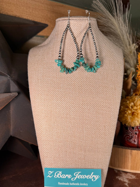 Turquoise Trails Sterling Silver Pearl Teardrop Earrings