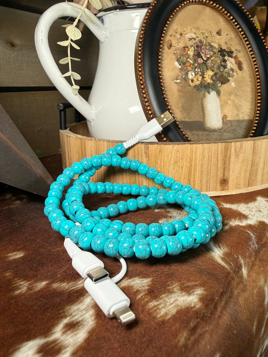 Trailblazer Turquoise 2-in-1 Beaded Charging Cable