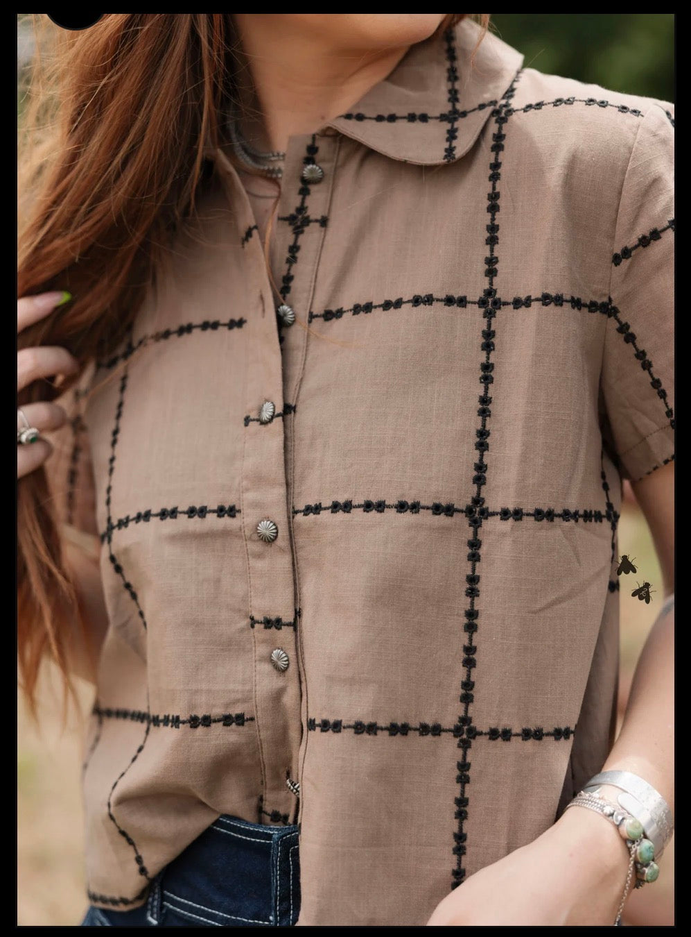 Crossed Reins Boxy Button-Up