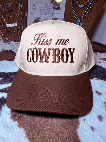 Kiss Me Cowboy Embroidery Two-Tone Cap