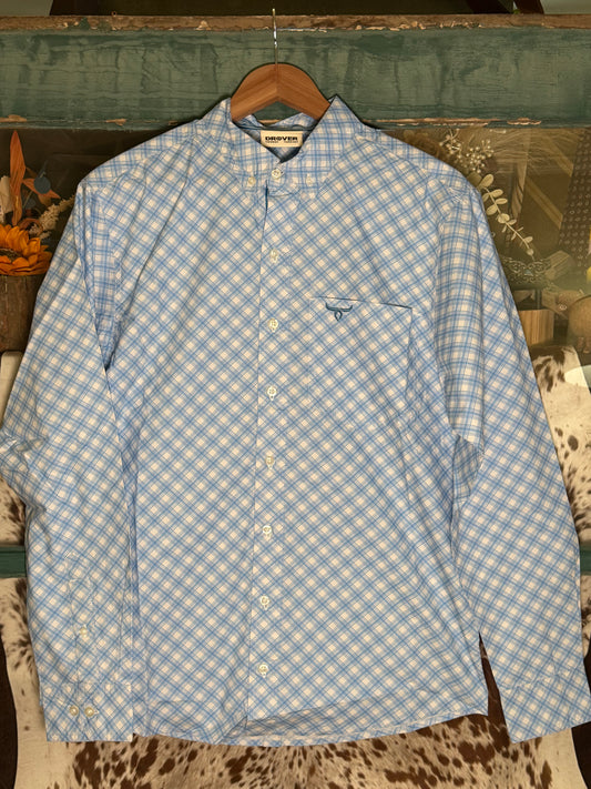 Blue Sky Plaid Long Sleeve Button Down