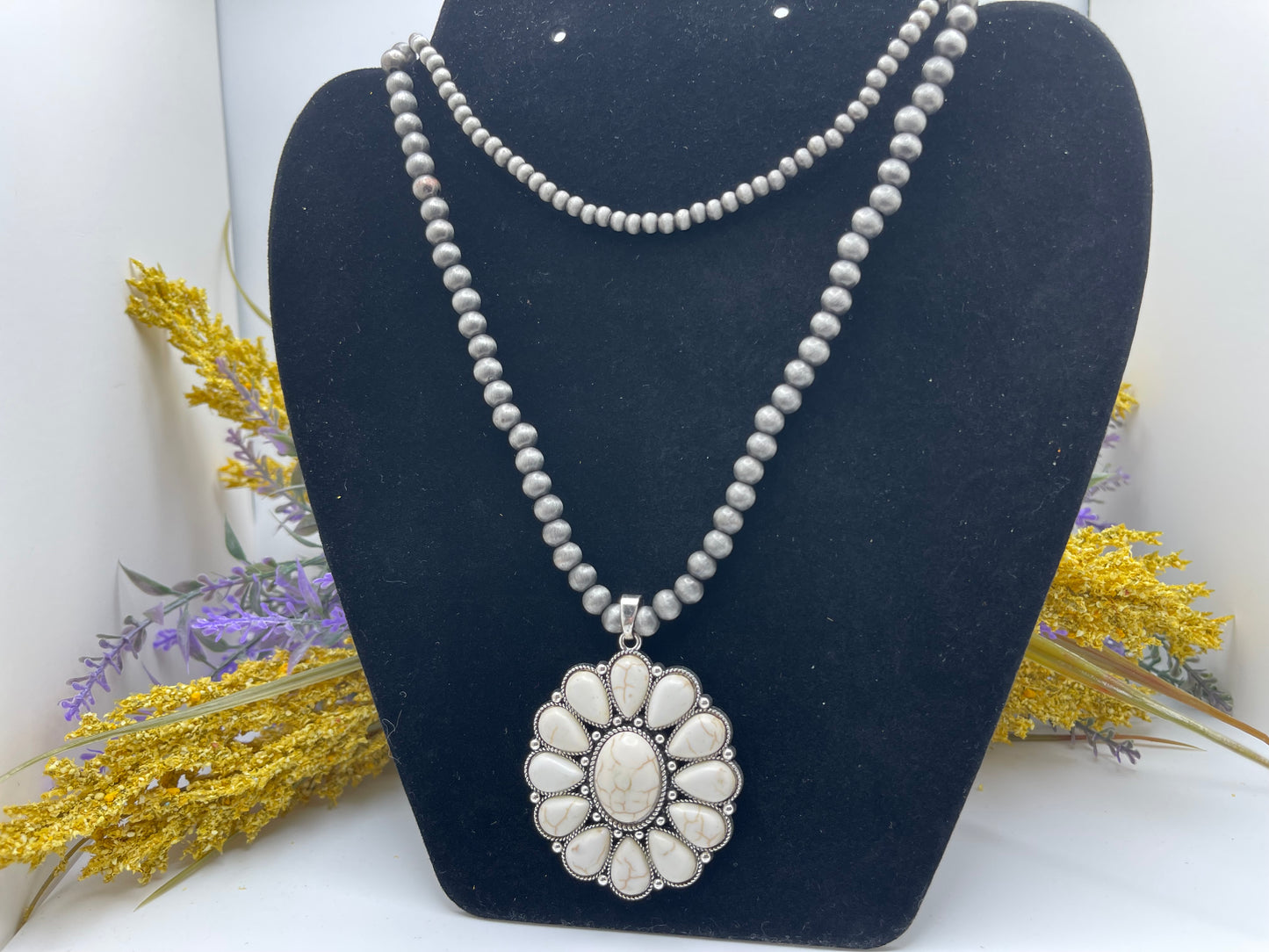 White Floral Pendant