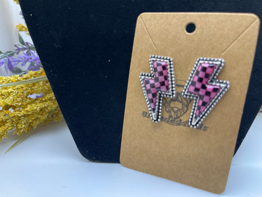 Pink Black Checker Lighting Bolt