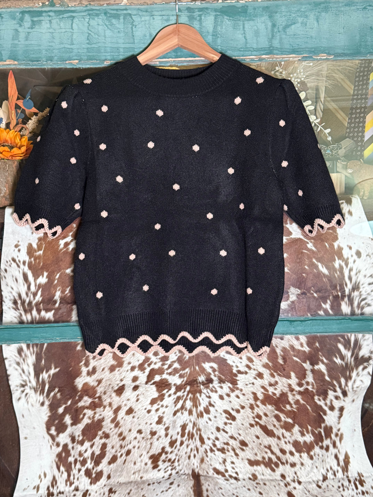Sweet on the Range Scallop Sweater Top