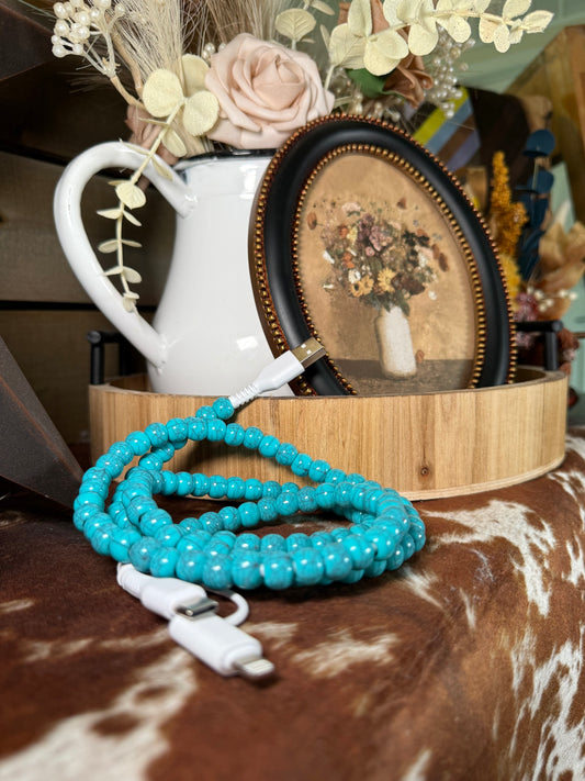 Trailblazer Turquoise 2-in-1 Beaded Charging Cable