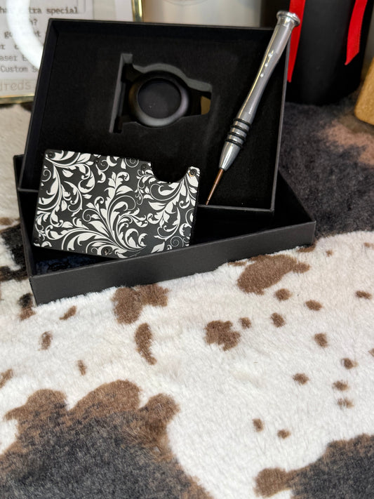 Tooled Leather Clip Wallet