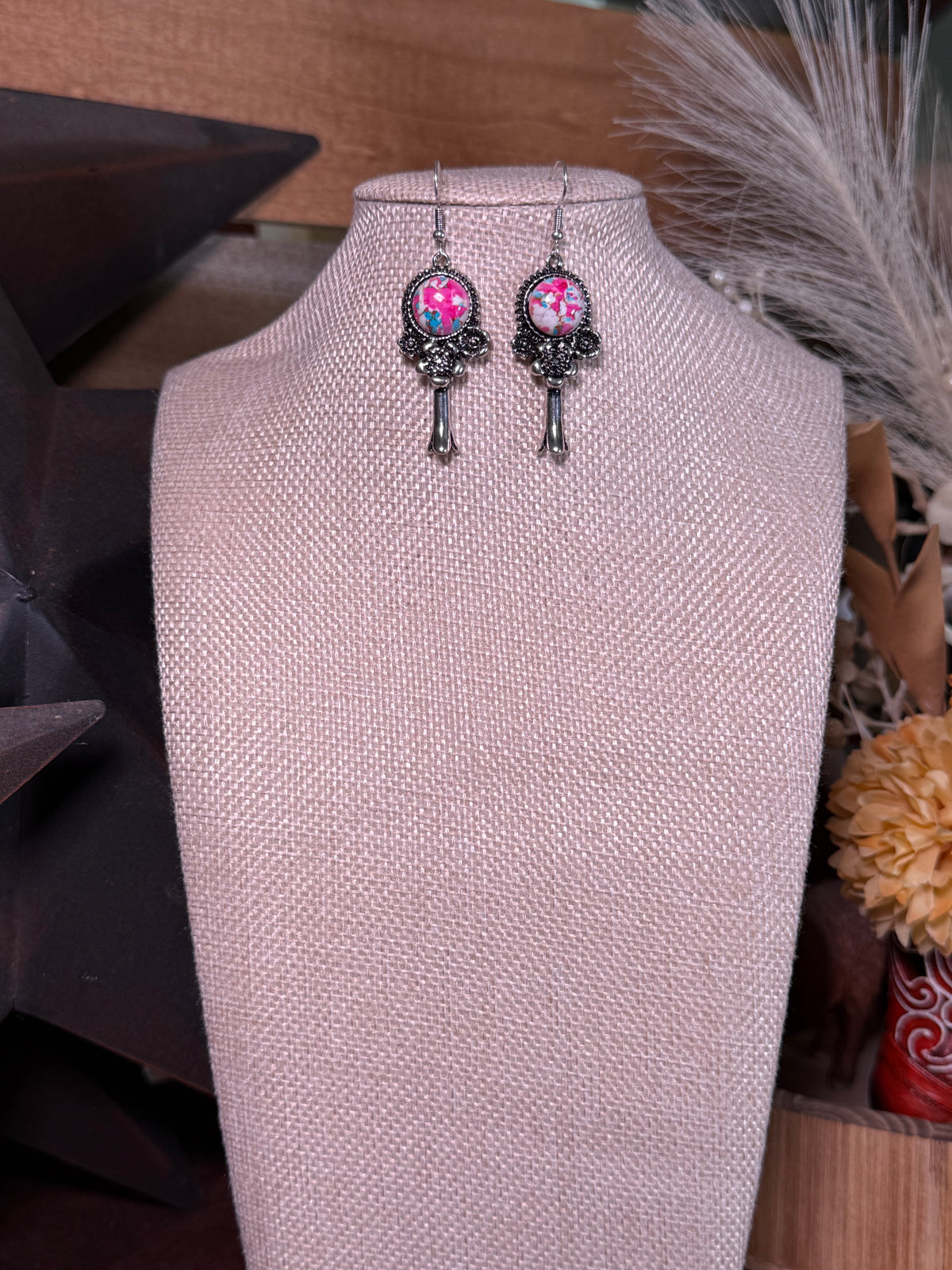 Cotton Candy Cowgirl Stone Drop Earrings