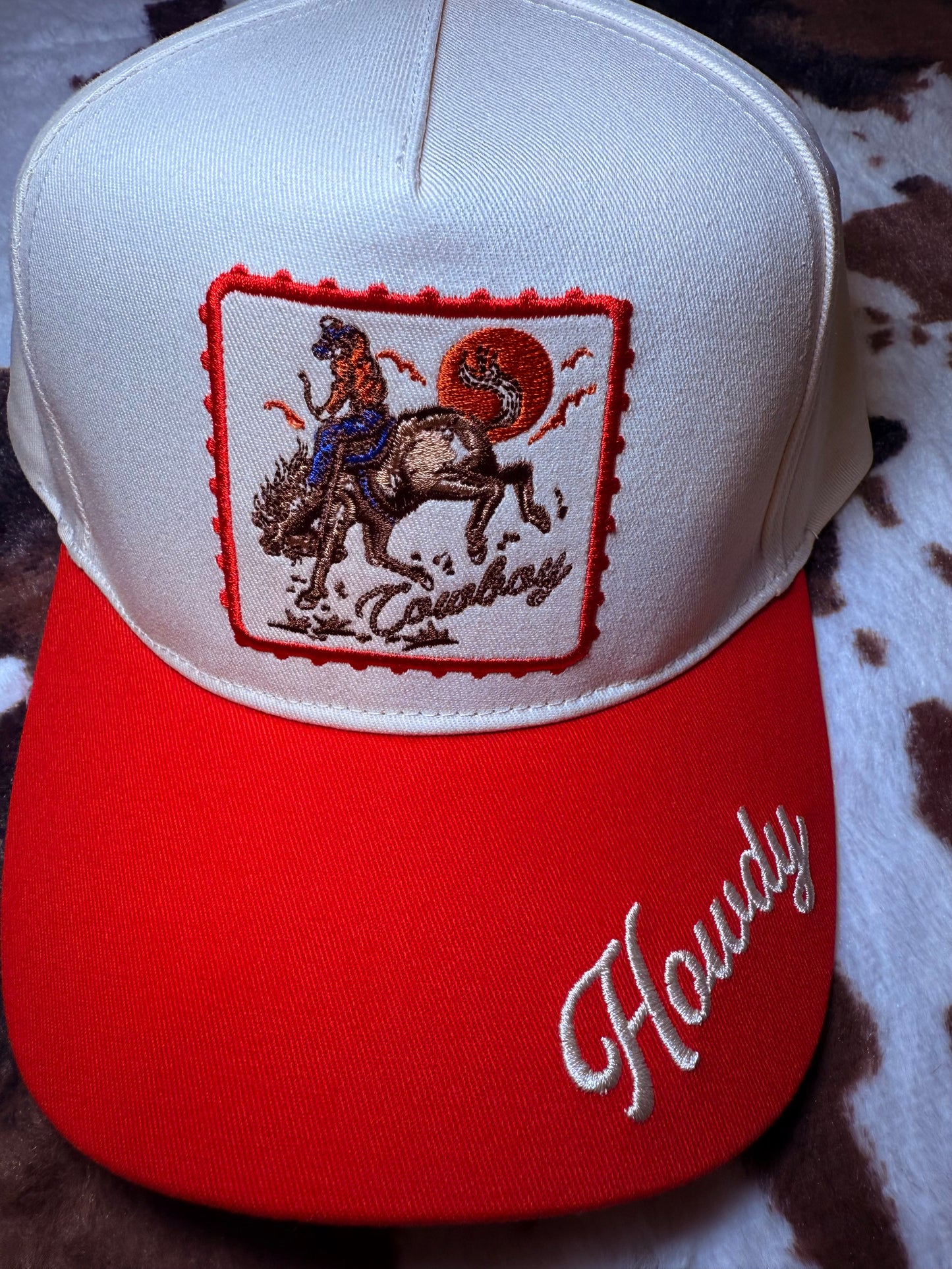 Detailed Cowboy Horse Embroidery Two-Tone Cap