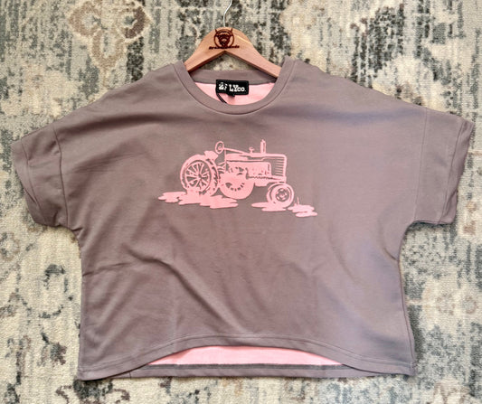 Pink Tractor Boxy Tee