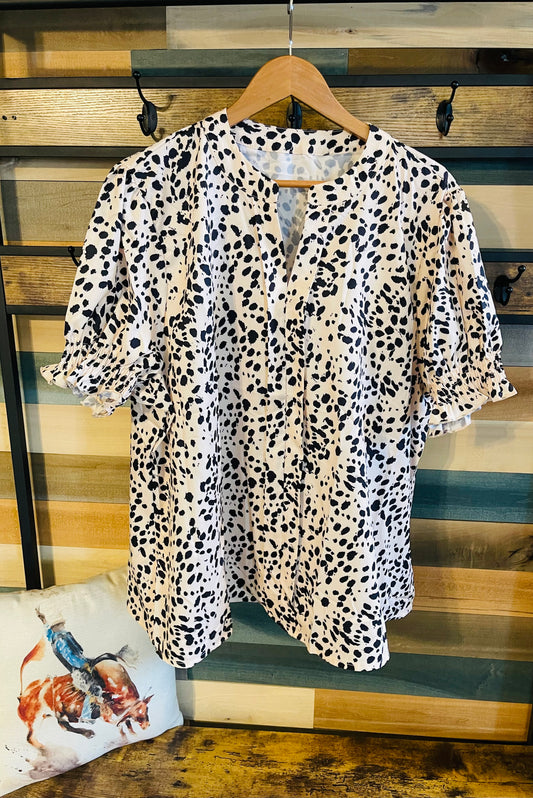 Leopard Print V-Neck Top