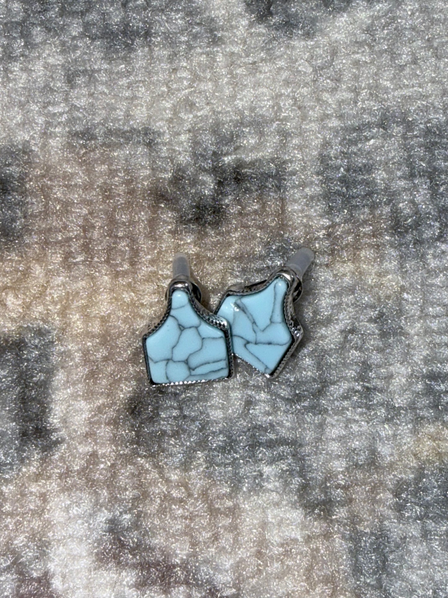 Marble Ear Tag Stud Earrings