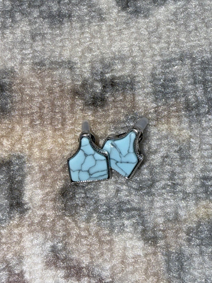 Marble Ear Tag Stud Earrings