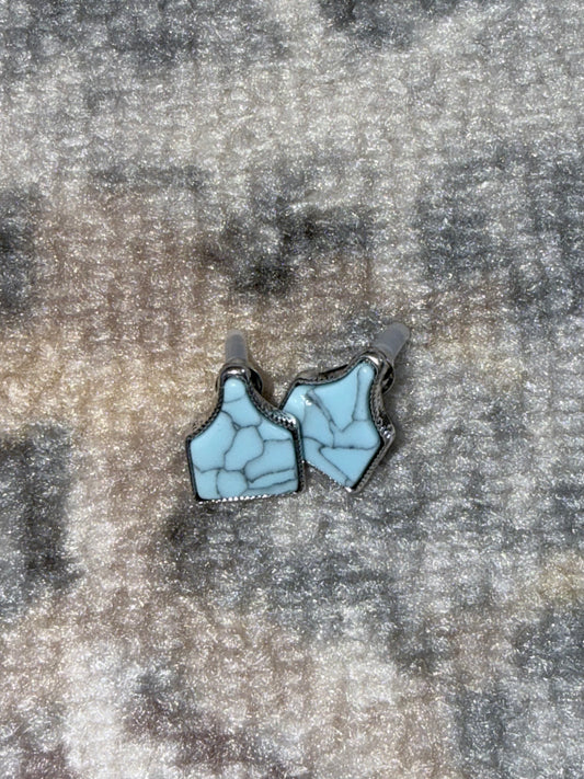 Marble Ear Tag Stud Earrings