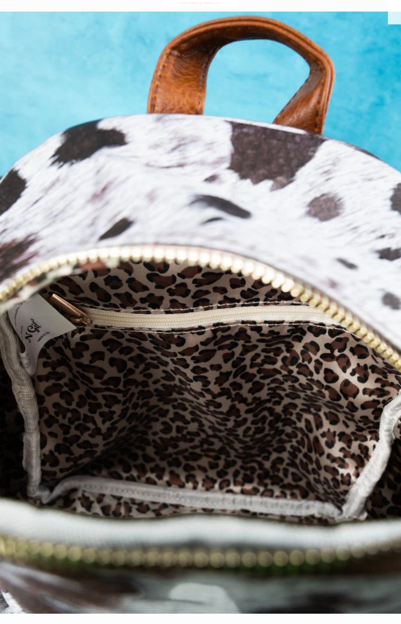 Cowhide Pattern Backpack Purse