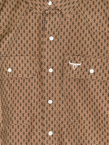 Crossroads Brown Long Sleeve Pearl Snap Shirt