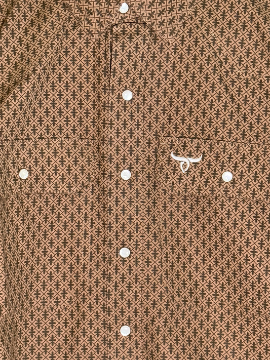 Crossroads Brown Long Sleeve Pearl Snap Shirt