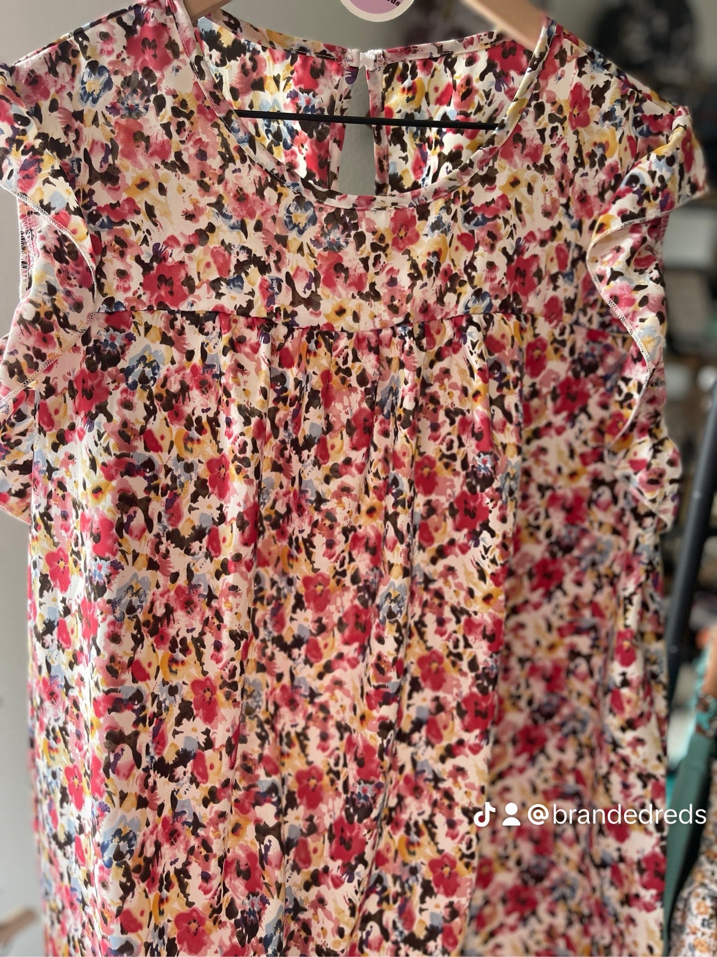 White Floral Cap Sleeve Top