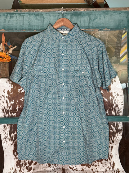 Teal Trail Short Sleeve Pearl Snap Shirt