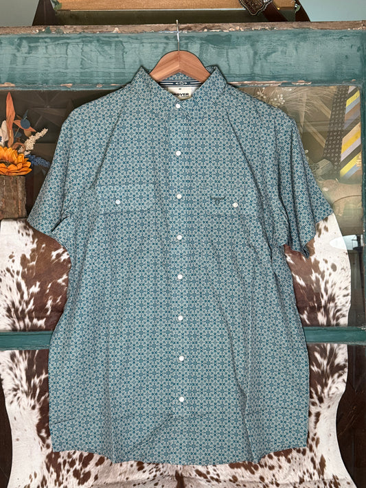 Teal Trail Short Sleeve Pearl Snap Shirt