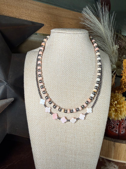 Prairie Pink Sterling Silver & Pink Conch Necklace Set